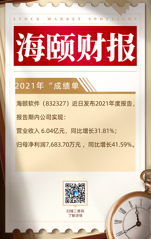 凯发网站·k8旗下海颐软件发布2021年度财报，公司经营持续向好